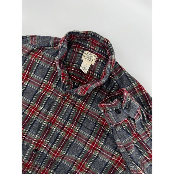 L.L.Bean Other - L.L.Bean Flannel Shirt Mens Large Regular Gray Red Plaid Button Up Outdoor